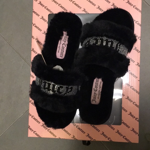 💎🖤💎Juicy couture Black Rhinestone slippers🖤💎 - Picture 5 of 9